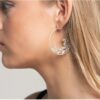 Leaf Hoop earrings. Hand forged, square wire hoops, with beautiful internal flora leaves.
