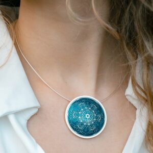 Blue Mandala enameled pendant - Image 2