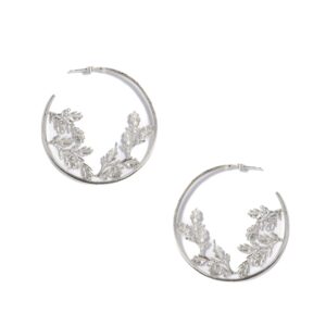 Leaf Hoop earrings. Hand forged, square wire hoops, with beautiful internal flora leaves.