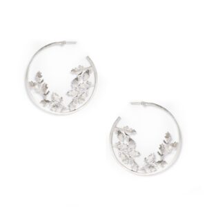 Leaf Hoop earrings. Hand forged, square wire hoops, with beautiful internal flora leaves.