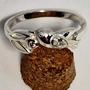 Silver and diamond bird ring