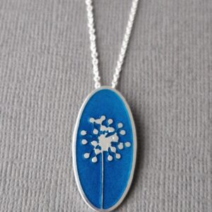 Blue dandelion enamel pendant - Image 4