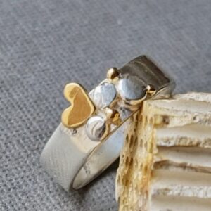 Silver and 18ct gold ring