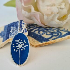 Blue dandelion enamel pendant - Image 5