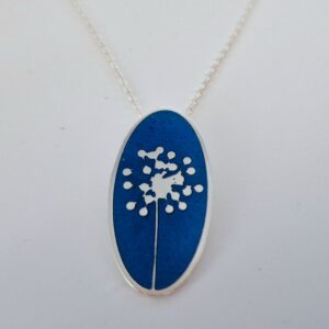 Blue dandelion enamel pendant - Image 6
