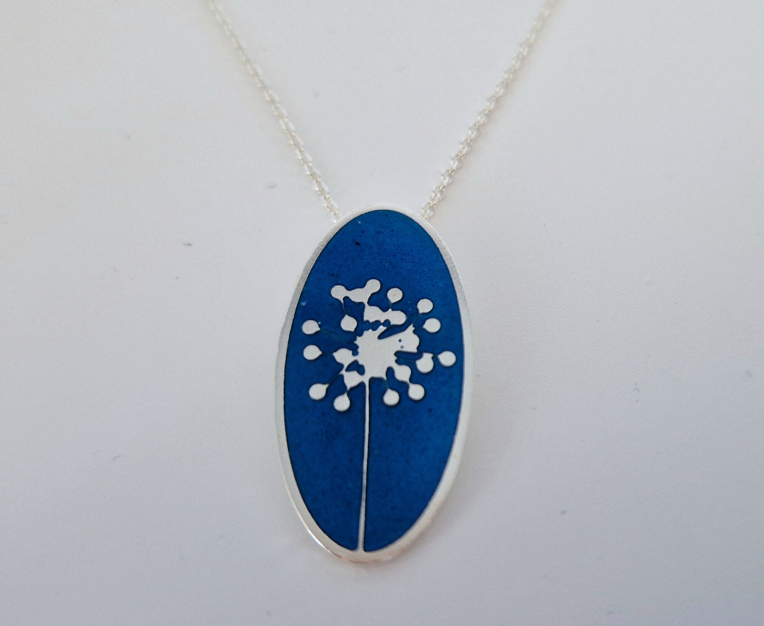 Blue dandelion enamel pendant - Image 6