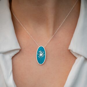Blue dandelion enamel pendant - Image 2