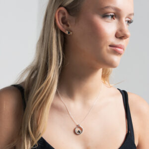 18ct gold and silver pendant, with London blue topaz, diamonds and granulation detail