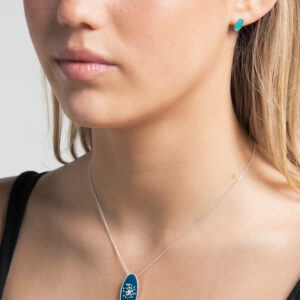 Blue dandelion enamel pendant