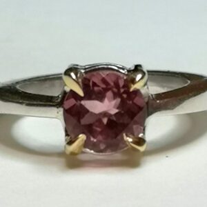 18ct gold double gallery set pink tourmaline and silver ring - Image 3