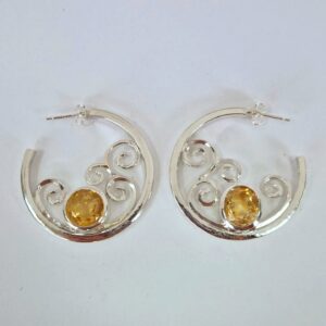 Citrine scroll earings