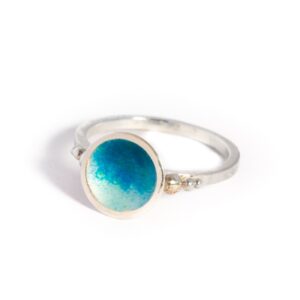 Sea blue enamel ring with granulation (as seen on TV)